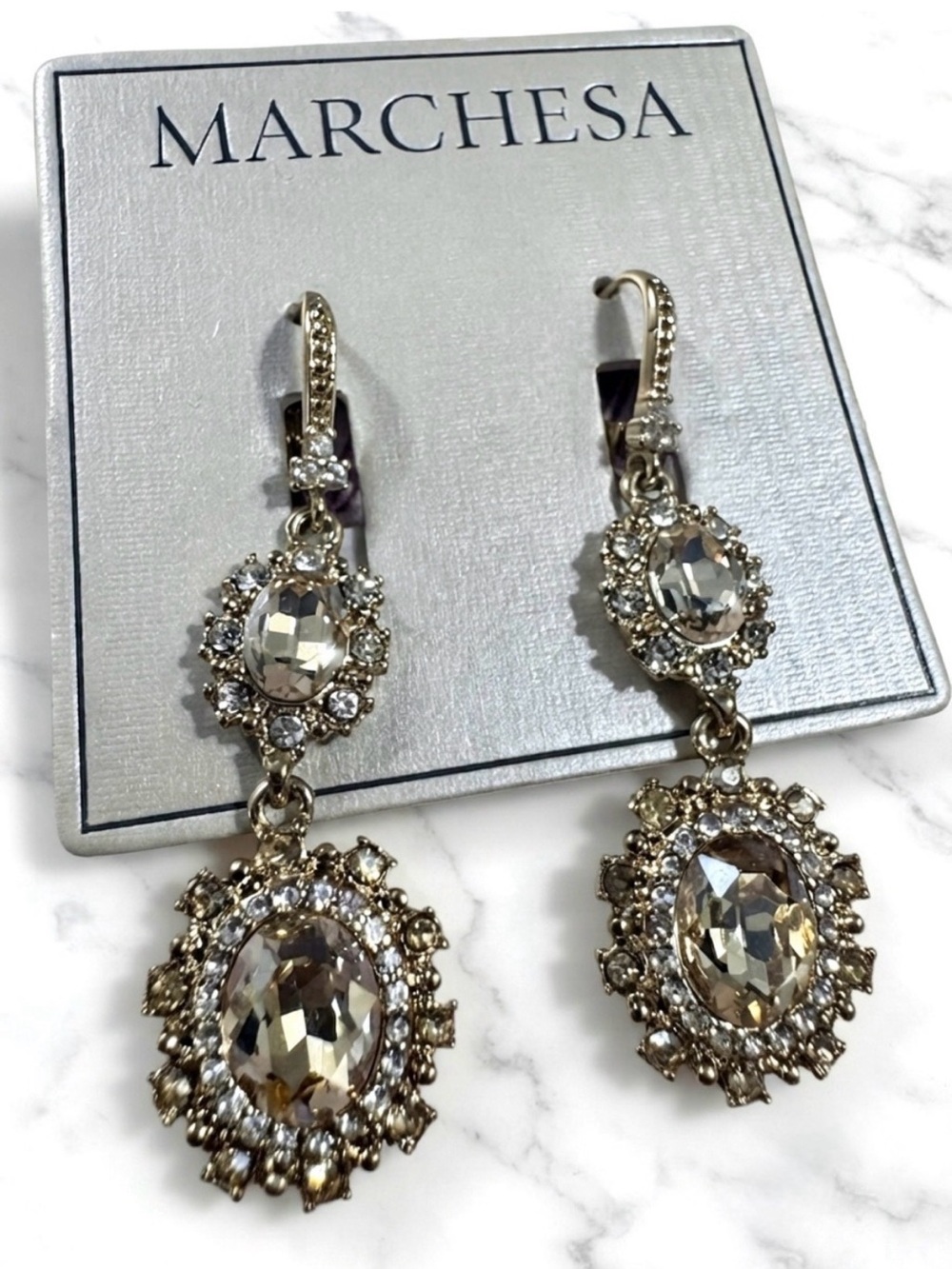 Marchesa Tonal Crystal Double
Linear Earrings